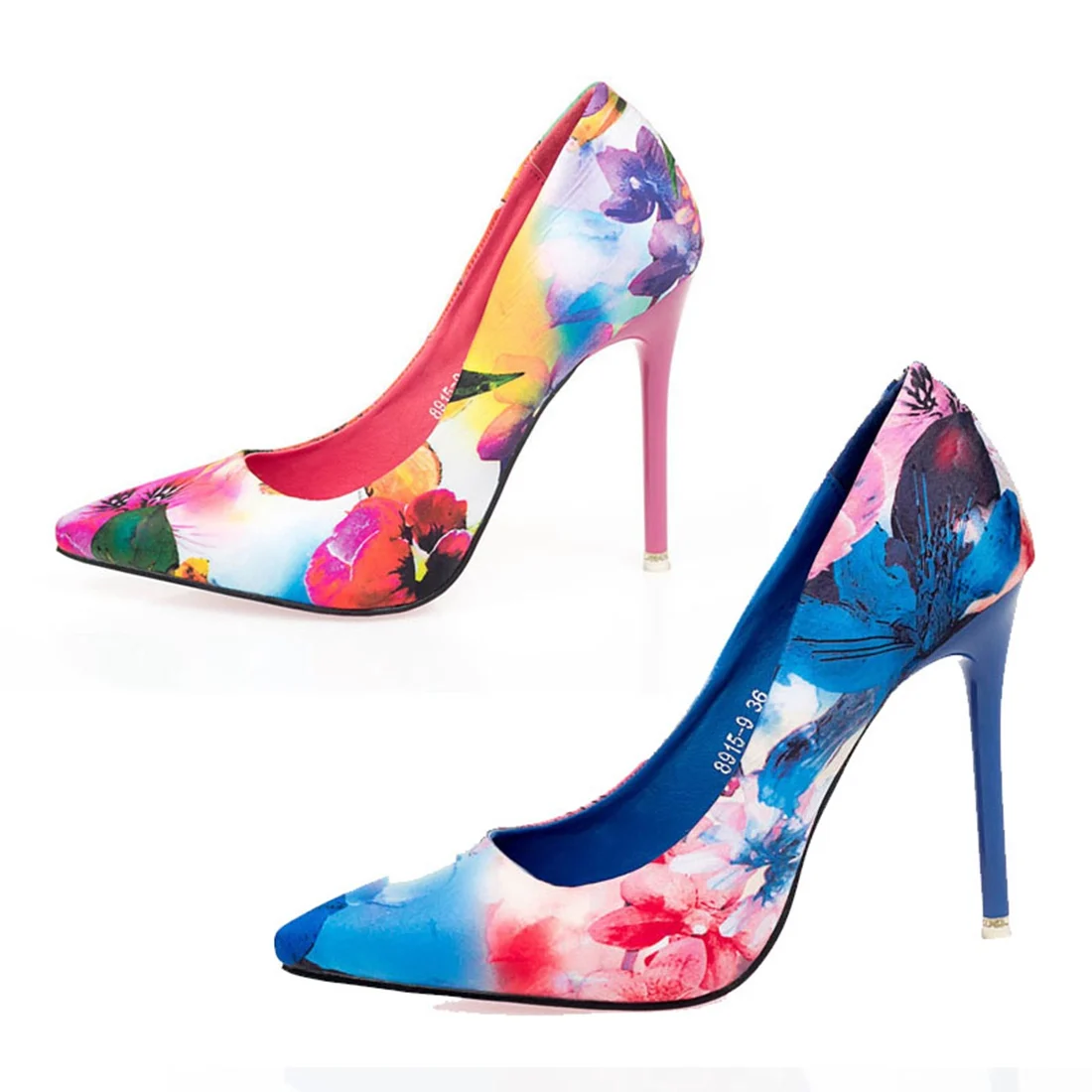 rose Mode Nightclub Stiletto Chaussures Fleur Flore Pompes Bleu Talons En De Mariage Sexy Bout Daim Hauts Femmes Pointu À xRfqwaUZ0R