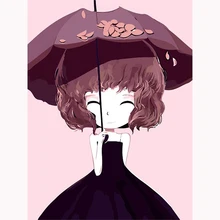 MOLEK DIY картина маслом по номерам Мультяшные персонажи вишня девушка акриловая живопись на холсте Современный домашний декор настенная художественная картина