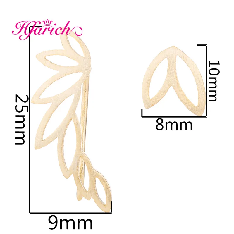 Hfarich Sanasa Botanical Ear альпинистские серьги с золотыми листьями A-Symmetric in серьги в форме листа ботанические украшения для женщин