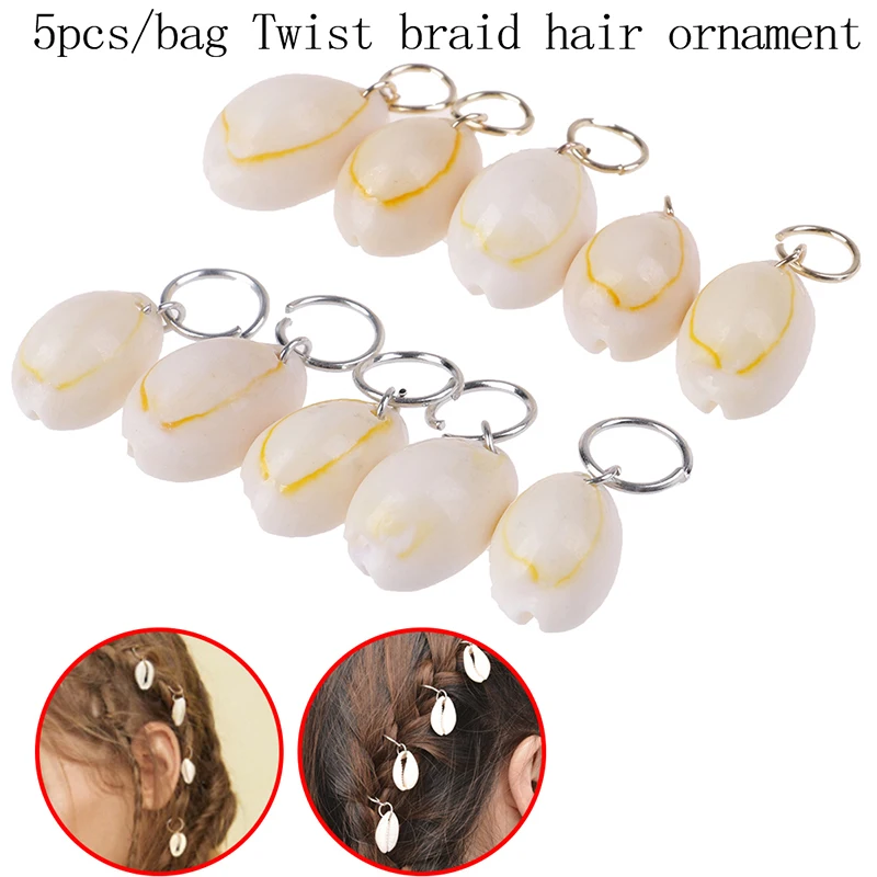 

5Pcs/Bag Shell Hair Braid Ornament Braid Leisure DIY Pendant Gold Silver Circle Shell Clip Jewelry Design Hair Accessories