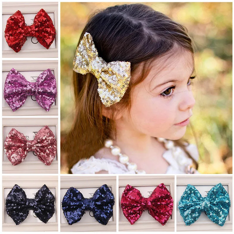 Girls Bling Hairband Big Bow Knot Shining Headband Sequin Headwear Head Dress