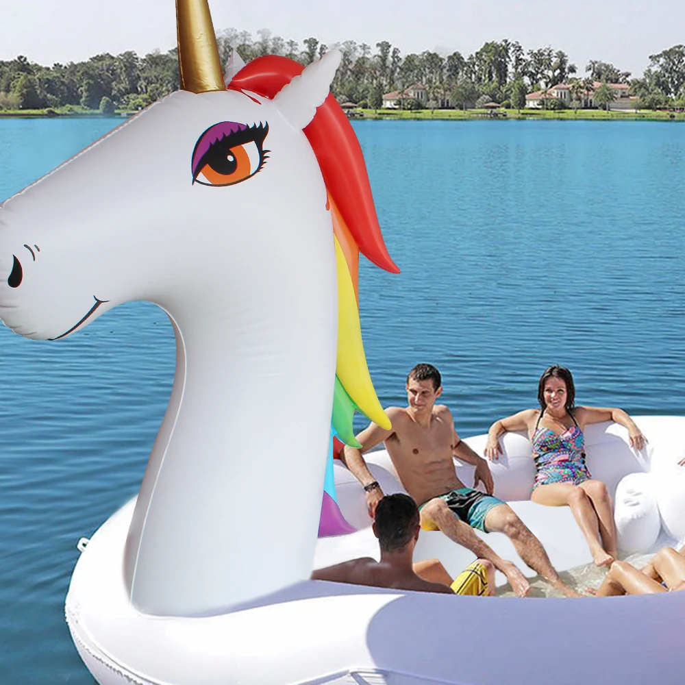 5M huge Inflatable Unicorn Flamingo Pool Float flamingo boat Swimming Float Lounge Raft Summer Pool for Party Island Water Toys