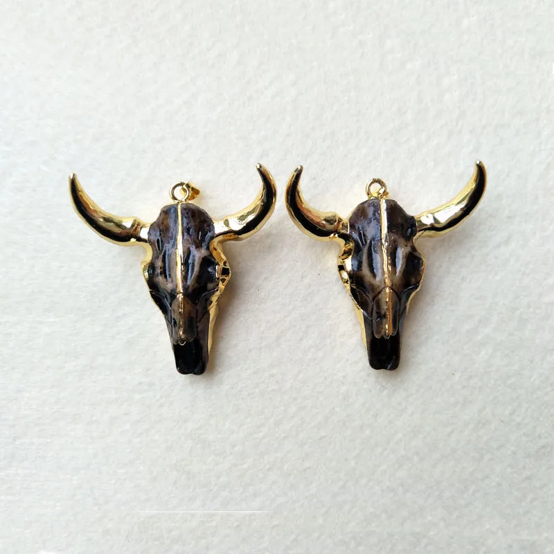 5PCS/lot 24k Gold color horn cattle Tau Pendant, Longhorn bull oxhead