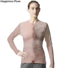 Funny T-shirt Chest Hair Shirt Muscle Hip Hop 3d T Shirt Summer Male Tshirts Skin Womens Brand Clothing 2017 Long Sleeve S 4XL