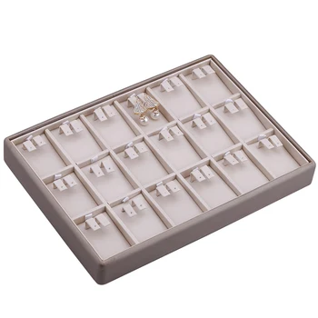 

Free Shipping 1PCS Upscale boutique beige leather 18 stud earrings eardrop fashion jewelry jewelry display stand display tray