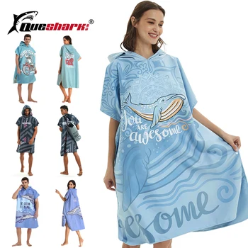 

Microfiber Printing Changing Robe Bath Towel Outdoor Hooded Beach Towel Poncho Towels Women Man Swimming Diving Bathrobe Cloak