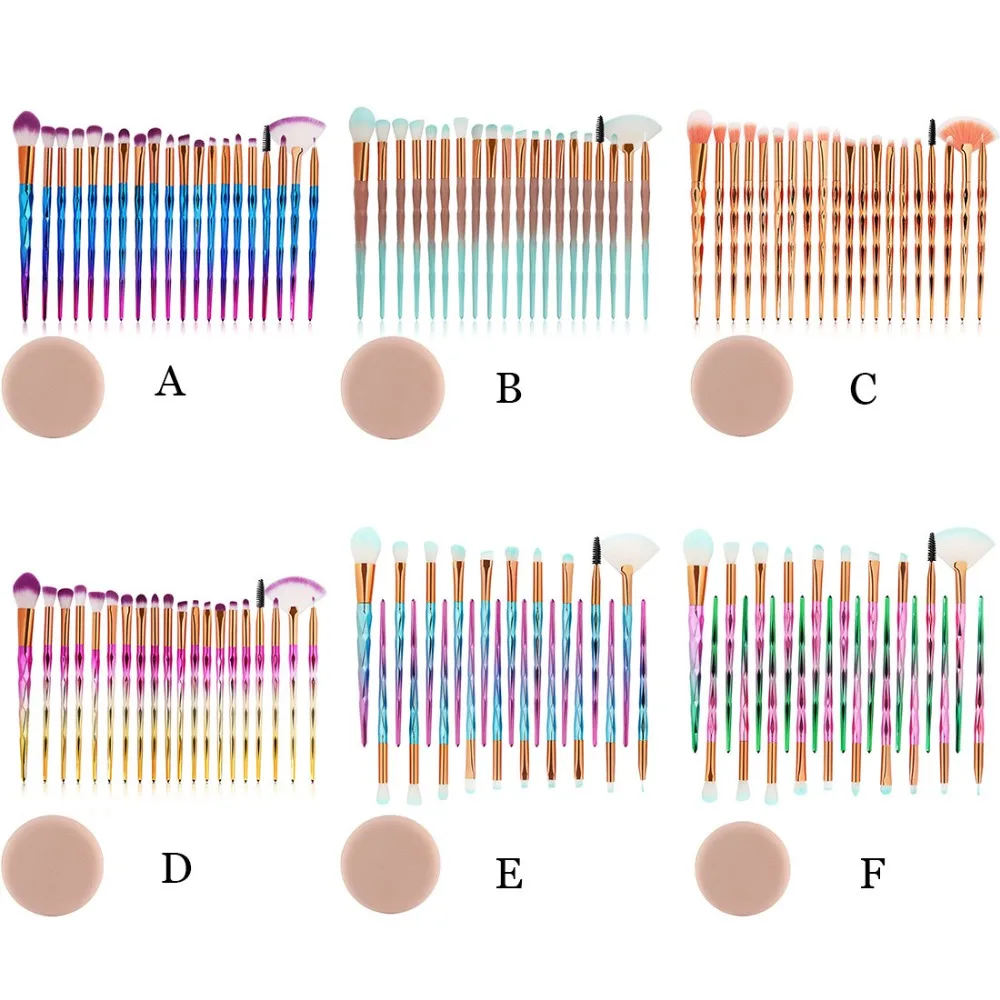 20 шт. алмазные кисти для макияжа Набор пудры основа Румяна для растушевки тени для глаз губ Косметика Красота Макияж Кисти pincel maquiagem
