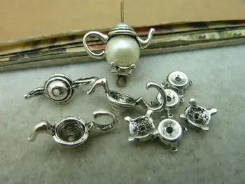 

10Sets 8X21-2X7mm Antique Silver Lovely Filigree Tea Pot Bead Caps c3056