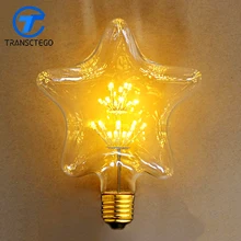 Светодиодная лампа TRANSCTEGO с пентаграммой E27 110V 220V Edison, Ретро освещение, лампочки Edison для отелей Der Bar, декоративная лампа