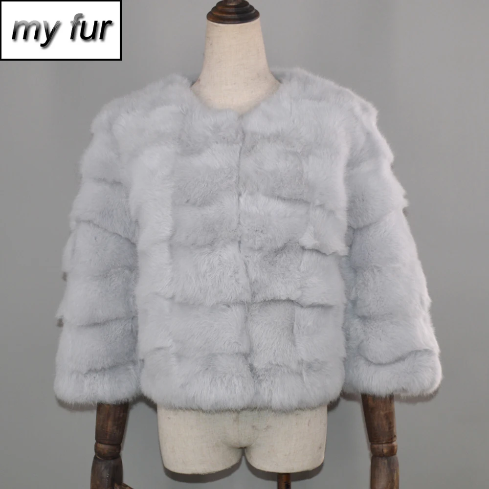 

New Winter Women Fashion Genuine Real Rabbit Fur Coat 100% Natural Soft Rabbit Fur Jacket Lady Warm Real Rabbit Fur Outerwear