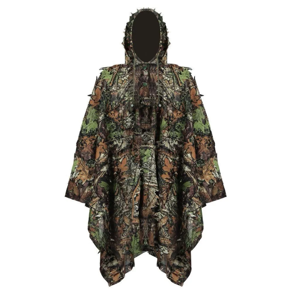 

Outdoor 3D Leaves Camouflage Clothing Jungle Woodland Hunting Camo Ghillie Poncho Cloak Stealth Ghillie Suit Military CS