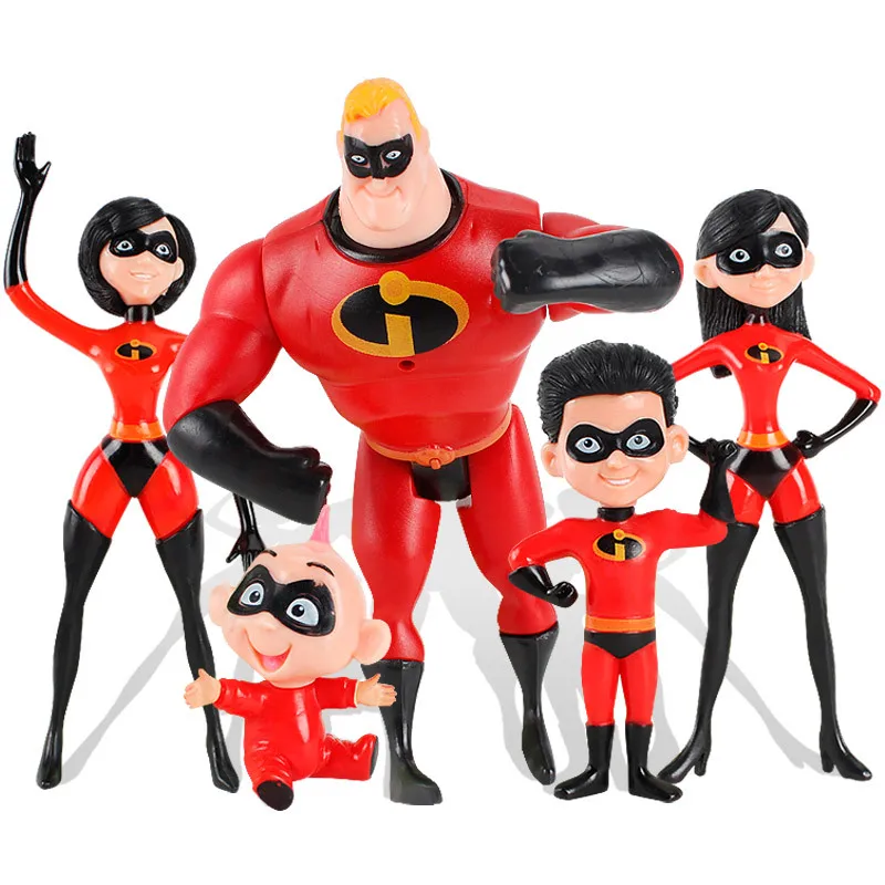 

5pcs a lot Kids Toys The Incredibles 2 Action Figure Doll Super man Dash Parr Jack Parr Elastigirl PVC Action Figure Model Toys