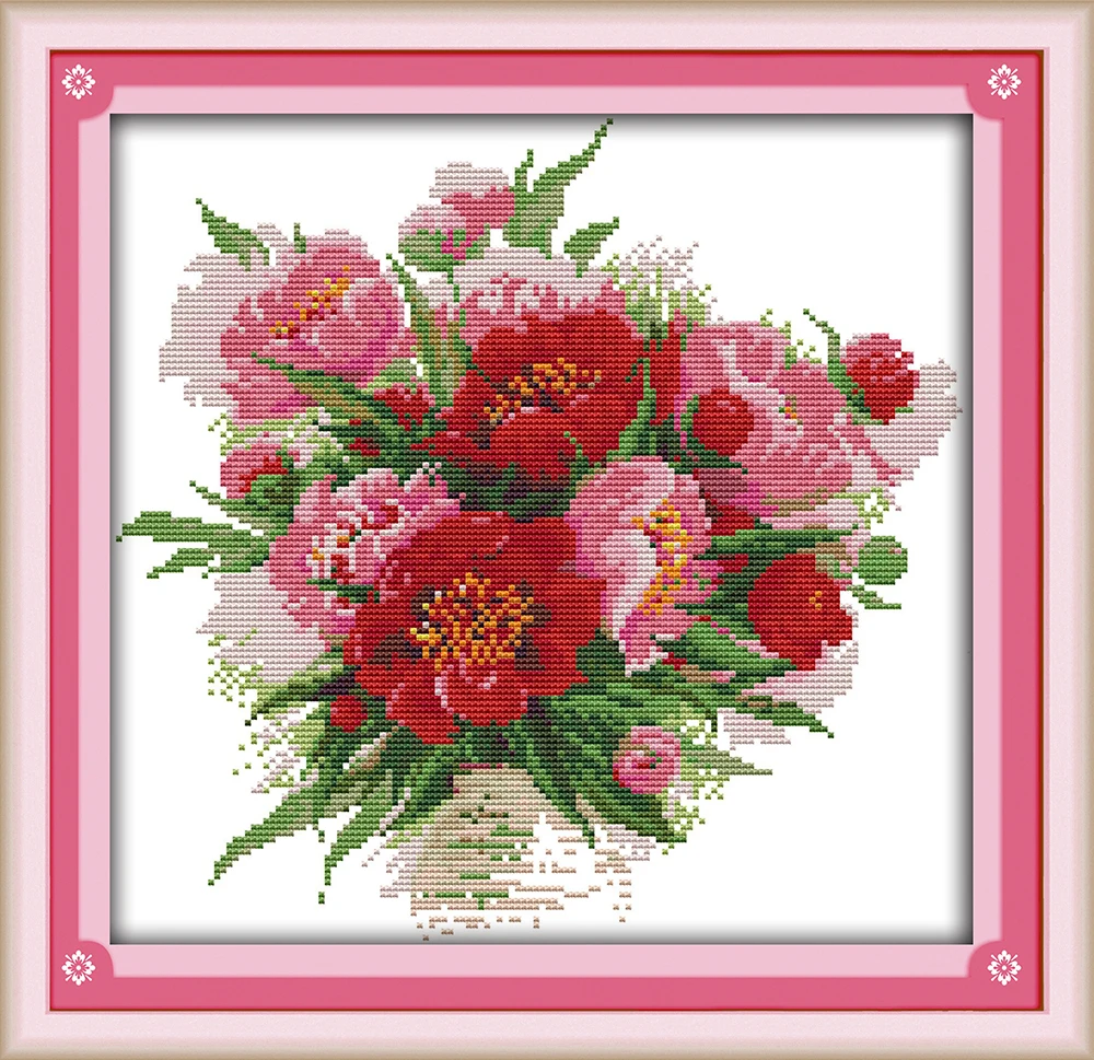 

The bright flowers cross stitch kit 14ct 11ct count print canvas stitching embroidery DIY handmade needlework