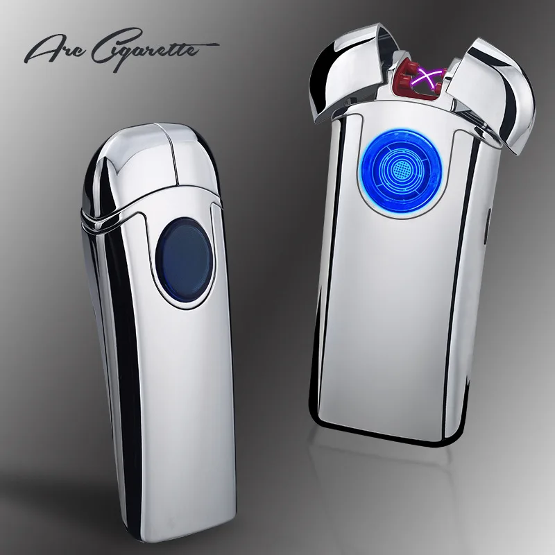 Newest Metal Windproof Electronic Lighters Charging Double Arc USB
