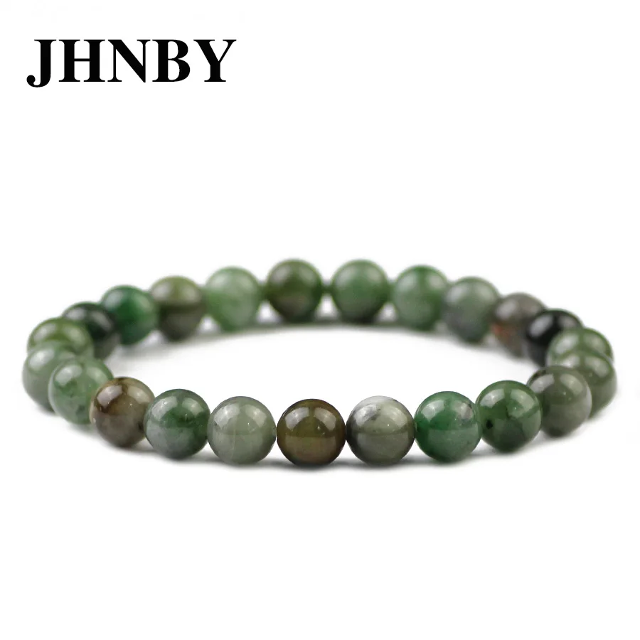 

JHNBY Natural African green Stone Men Bracelet&Bangle Charm Women 6/8/10/12MM Beads Braided/Elastic Rope Trendy jewelry Dropship