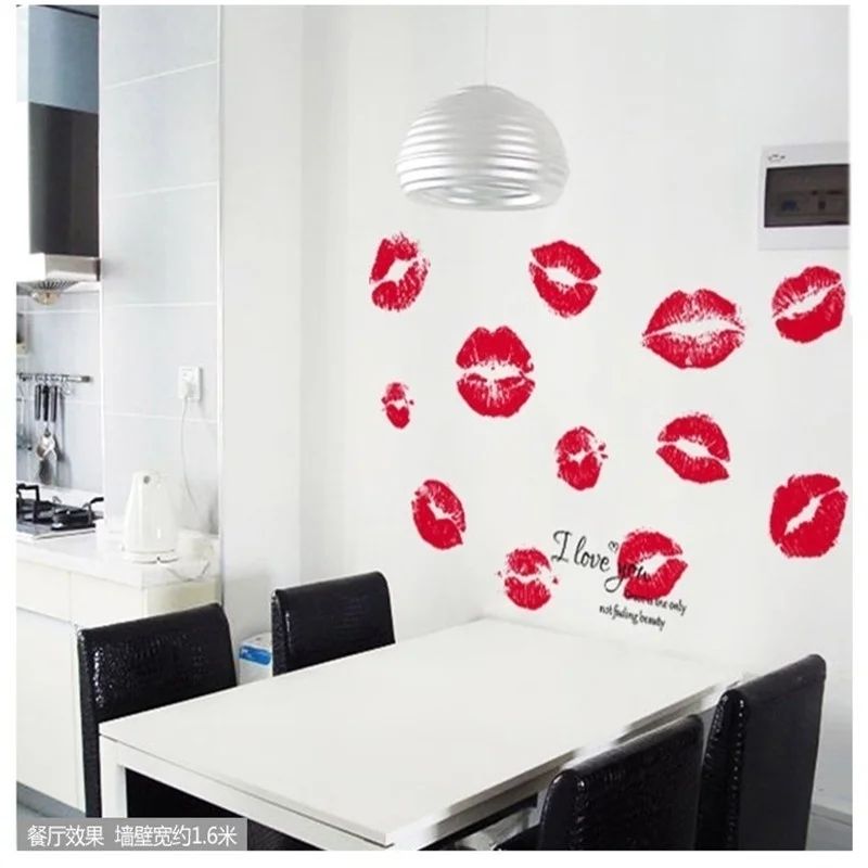 

Red Lip Wallpaper Environmental PVC Transparent Wall Stickers