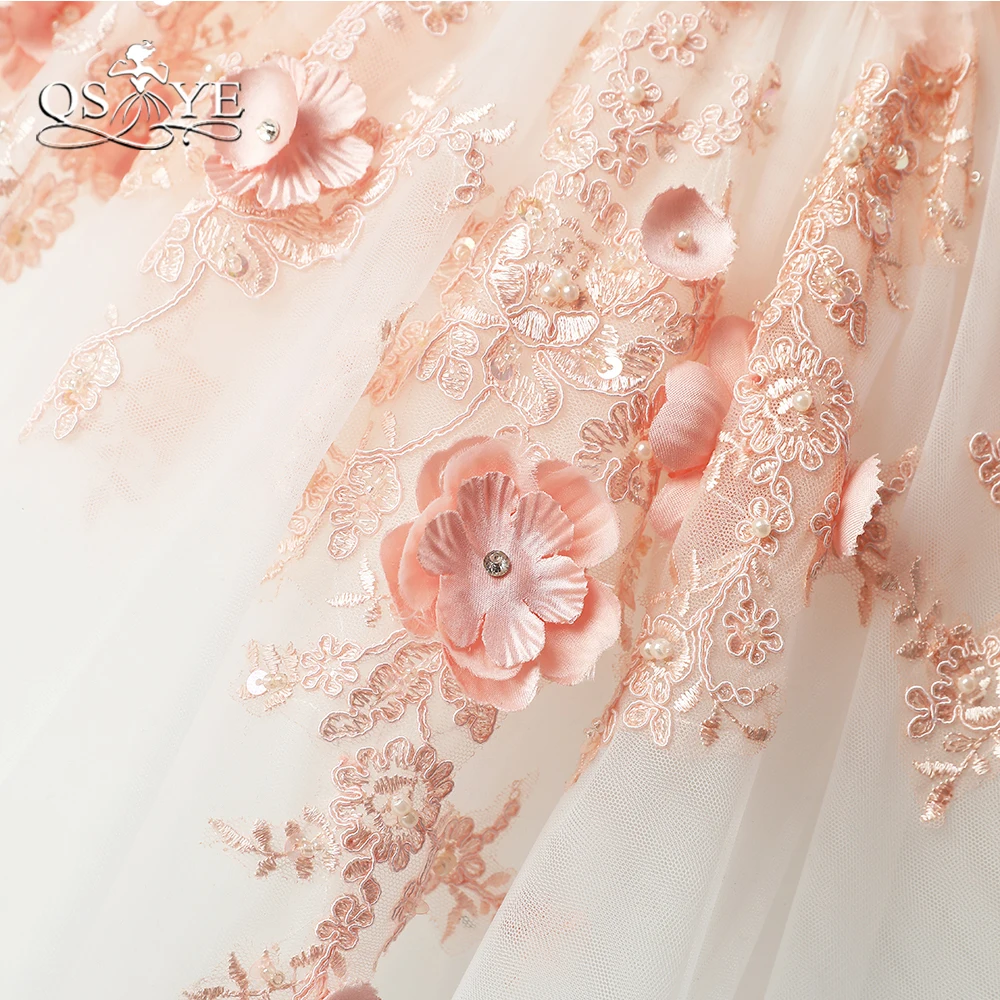 QSYYE 2018 бальное платье 3D цветочные кружева с цветочным узором для девочек платье для свадьбы с круглым вырезом лук Аппликации Тюль платье