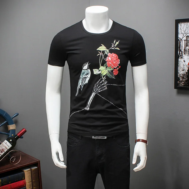 

M~4XL! 2019 new summer wind Chinese printing short sleeved T SHIRT MENS XL youth club T-shirt all-match tide