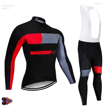

2019 Men UCI Racing Team Long Sleeve Cycling Clothing Sets Black Pro Cycling Jerseys Bib Pants Set MTB Ropa Ciclismo Maillot 9D