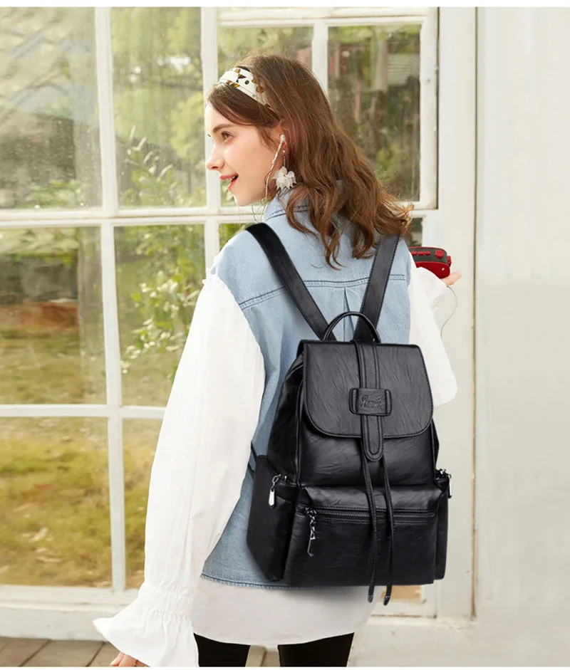 Женские винтажные кожаные рюкзаки, женская сумка, женские рюкзаки для девушек, большая вместительность, дорожная сумка через плечо, школьная сумка для девушек