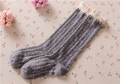 Носки для девочек, гольфы из сетчатой ткани, детские носки, chaussettes enfants, носки с оборками, kniekousen, для девочек, 3 пар/лот, DCLL-074-3P