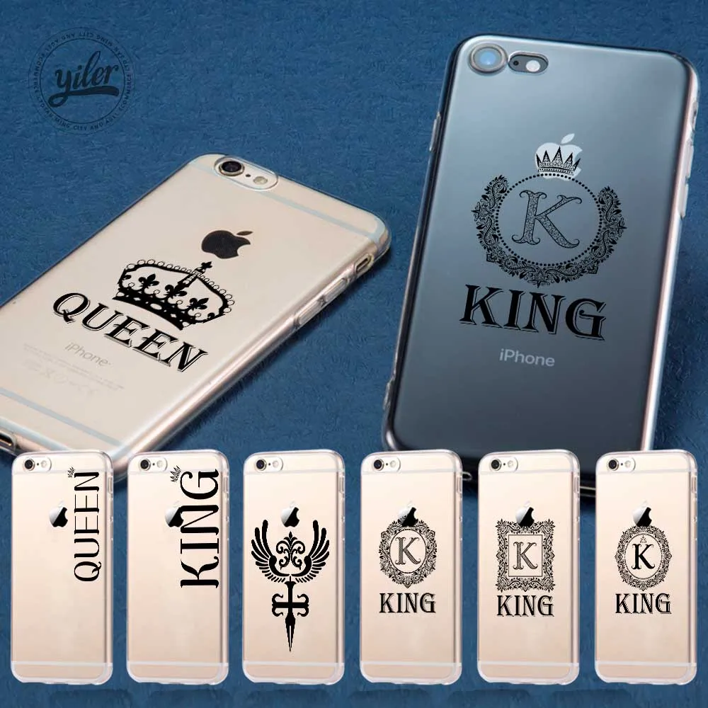 

King Coque for iPhone XS Max Case for iPhone 7 Case Crown KING Queen soft Shell For Funda iPhone XR X 5 5s SE 6 6S 7 8 Plus Case