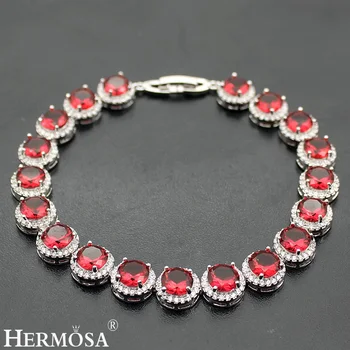 

Hermosa Jewelry HOT Red Garnet Silver Color Bracelets 8" 20cm