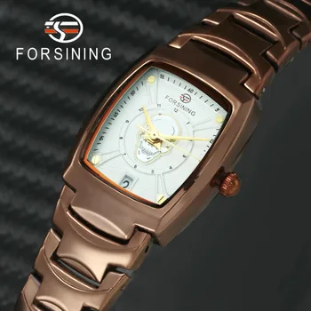 

FORSINING Royal Vintage Women Quartz Watches Top Brand Luxury Skull RG Stainless Steel Strap Fashion Laides Wrist Watch