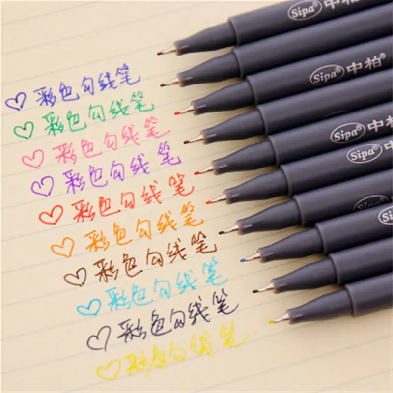 

10pcs/Lot Sipa Micron Color Pen Set 0.38 mm Fine Line Drawing Pen Porous Fine Point Markers Perfect for Coloring Book and Arts
