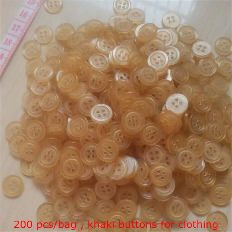 

11 mm clothing round decorative button 4 holes khaki garment buttons shirt 200 pcs/lot