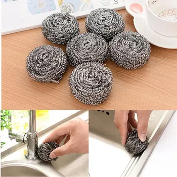 

stainless steel scrubber Cleaning Brushes Dish ball Bowl Scouring Pad Pot Pan Easy to clean Wash Brush Kitchen Cleaning tools