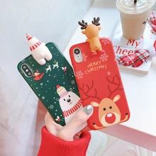 

NEW Cute Cartoon Christmas Phone Case For iPhone 7 8 6 6S Plus X XS Max XR Girls Case Luxury 3D Deer Snowman Soft Silicone Cover