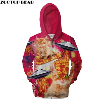 

Brand 3D Pizza Cat Zipper Hoodies Fashion Zip Hoodie Men Women Sweatshirt Fashion Tracksuit Unisex Jackets Male Coat ZOOTOP BEAR