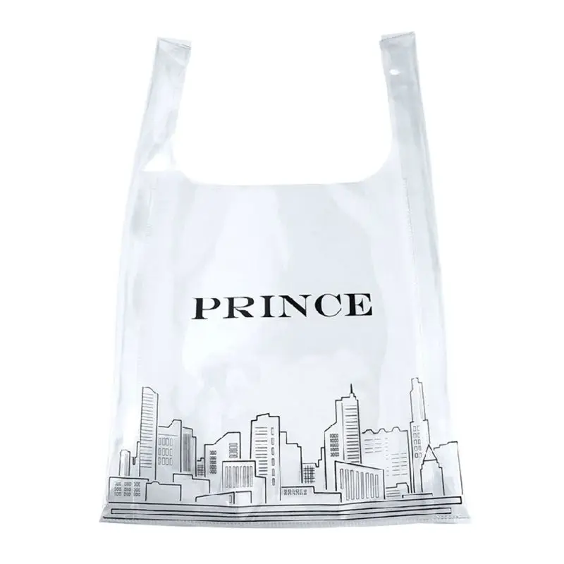 

Reusable Transparent Handbag Eco Bags PVC Shopping Grocery Bags Pouch Tote Shopping handbag