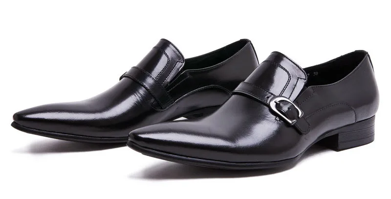 Модные Мужские модельные туфли из натуральной кожи; деловые мужские туфли; Классические Вечерние туфли без застежки с острым носком на низком каблуке