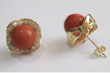 

Bridal jewelry free shipping hot sellwholesale fashion jewelry noble 8mm wine red round shell pearl & crystal earring