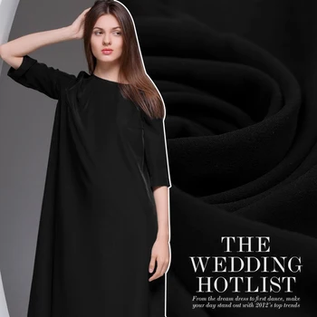 

Limited Pure black 32M/M blockbuster silk natural build macro crepe fabric for wide-legged trousers shirt dress bright cloth DIY