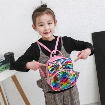 

Korean children's bag 2019 spring and summer new backpack cute bow sequin backpack boys and girls school bag