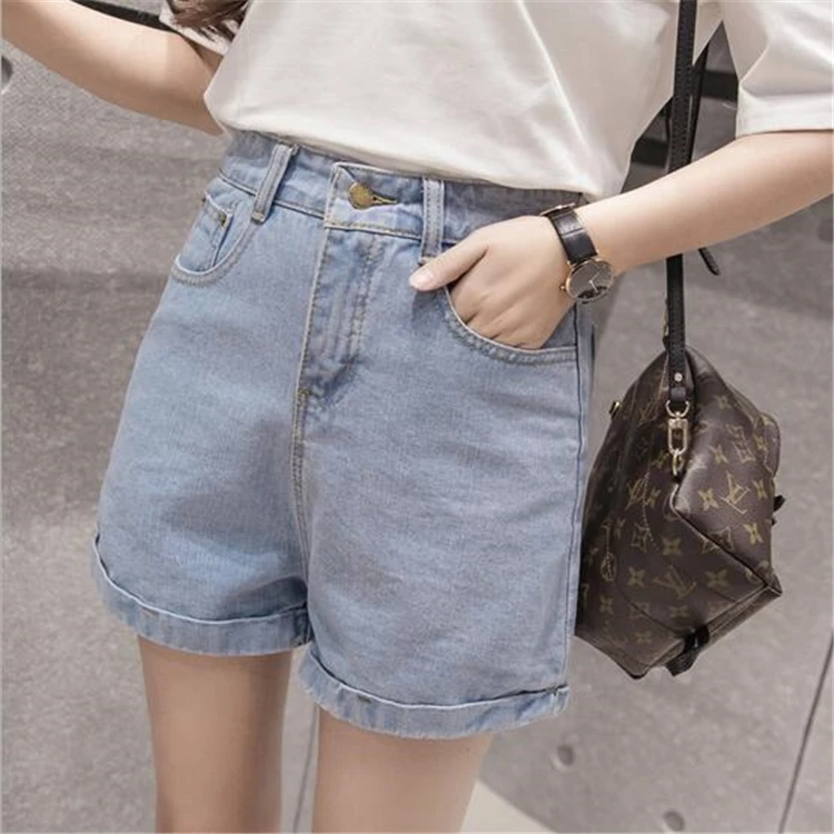 Female students high waisted denim shorts casual pants WP45