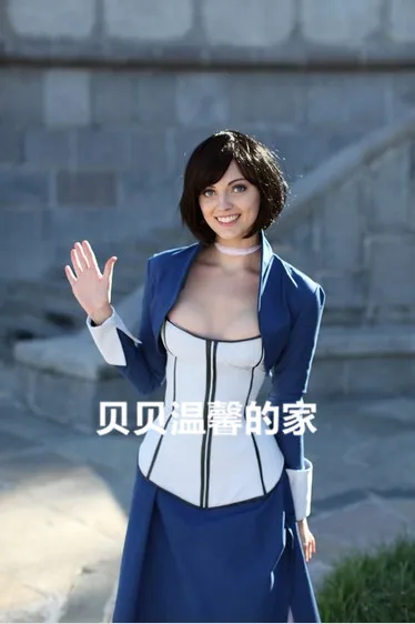 Bioshock Cosplay Infinite костюм в стиле Элизабет бархатное темно-синее платье для