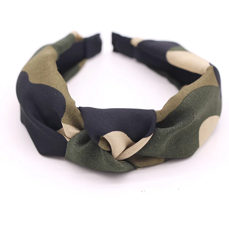  Bohemian Military Satin Hairband Center Knotted Headband camouflage Knot Headband customized Hair A