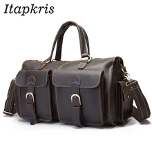 Мужская Дорожная сумка из натуральной кожи, Большая вместительная сумка для ноутбука, высокое качество, сумка для багажа, деловой Органайзер, сумка
