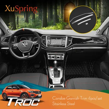 

Car Center Control Edge Trim Console Strips Stickers Cover Interior Accessories Car Styling 4Pcs/Set For VW T-Roc 2017 2018 2019