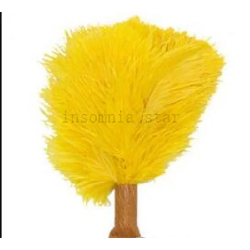 

100pcs small pole 100% natural Ostrich Feather 15-75CM/6-30Inch dyed yellow for party mask headdress clothing accessories