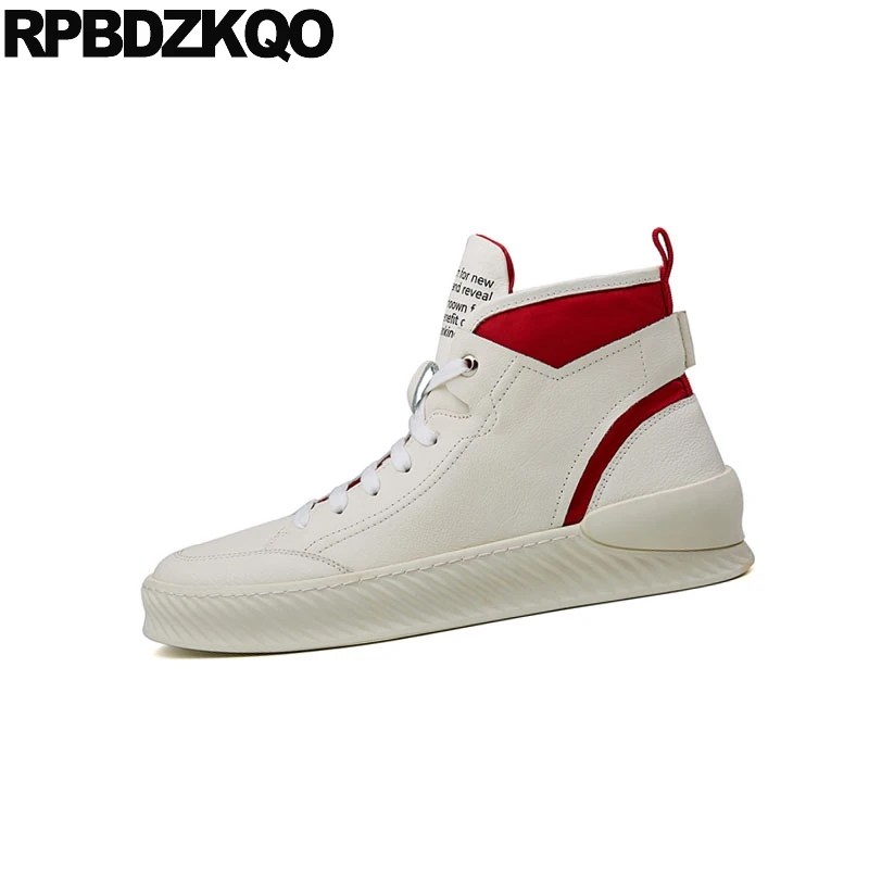 Cuero Genuino Pista Deporte Hip Marcas Italiano Hop Zapatillas Creepers Europeo Zapatos Estilo Calle Hombre La Para Skate rojo De Invierno Azul Alta 6qtAEx