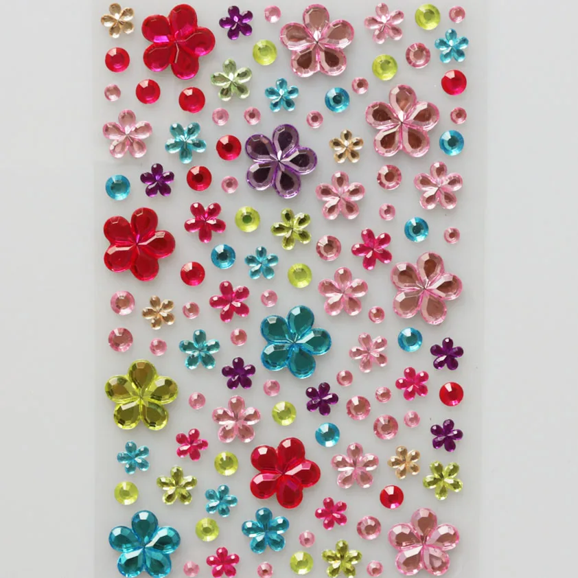 

3D Crystal Pearl Flower Decal Stickers on Laptop Mobile Phone Diamond DIY Kids Sticker Toys for Children Creative Gifts