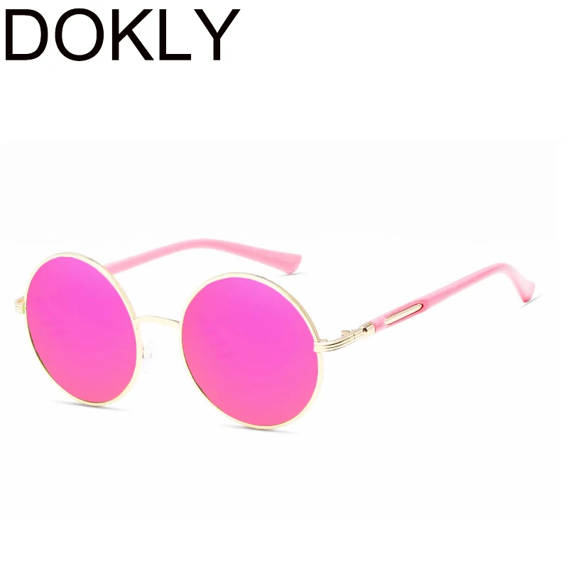 

DOKLY New Female Round Sunglasses Women Brand Designer Vintage Retro Sun Glasses For Women purple lens Sunglasses Eyewear