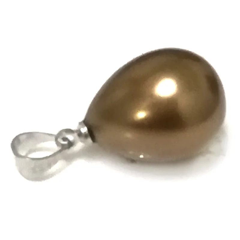 Wholesale 13-18mm Shiny Chocolate Raindrop Shell Pearl 925 Sterling Silver Pendent for Jewelry | Украшения и аксессуары