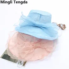 Mingli Tengda высокое качество Органза элегантные свадебные шляпа розовый/синий лук свадебные Шапки Свадебные Шапки и Fascinators сомбреро boda