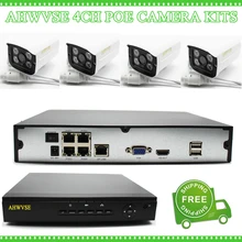 AHWVSE 4 канала POE NVR CCTV системы с 4 шт. 2MP POE ip-камера комплект 1080 P